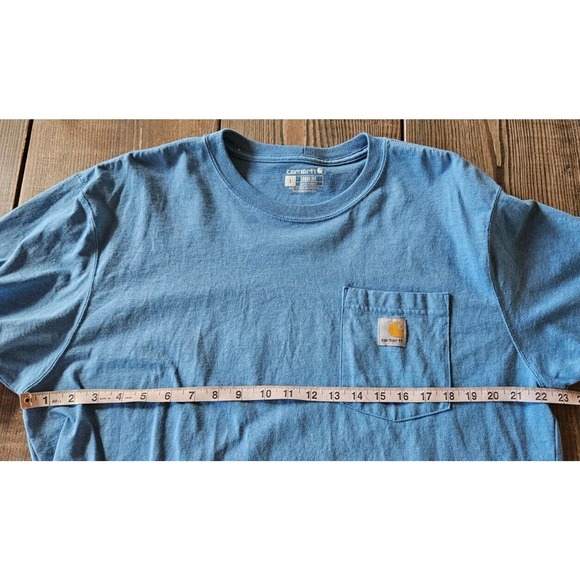 Carhartt Mens T Shirt Large Blue Loose Fit Short Sleeve Crew Neck Tee Pocket - Picture 8 of 9